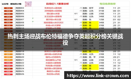 热刺主场迎战布伦特福德争夺英超积分榜关键战役
